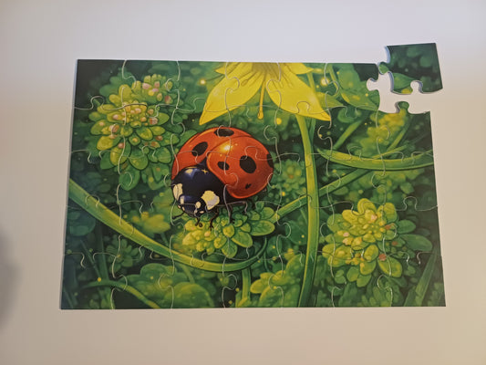 Puzzle 35 pièces - coccinelle - L’invitée à pois