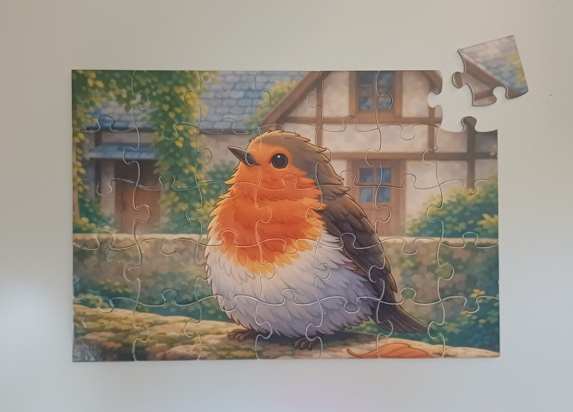 Puzzle pour enfants 35 pieces . Rouge gorge . Activité sans ecran . Motricite.  