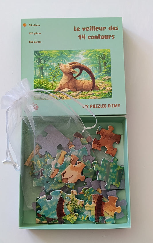 Puzzle pour enfants - BOUQUETIN - Le veilleur des 14 contours